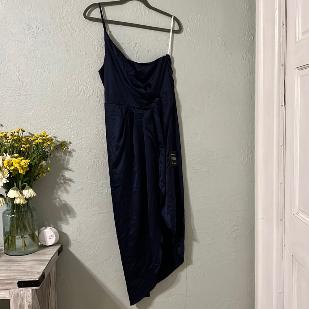 NWT Navy LuLu’s Asymmetrical Midi Dress